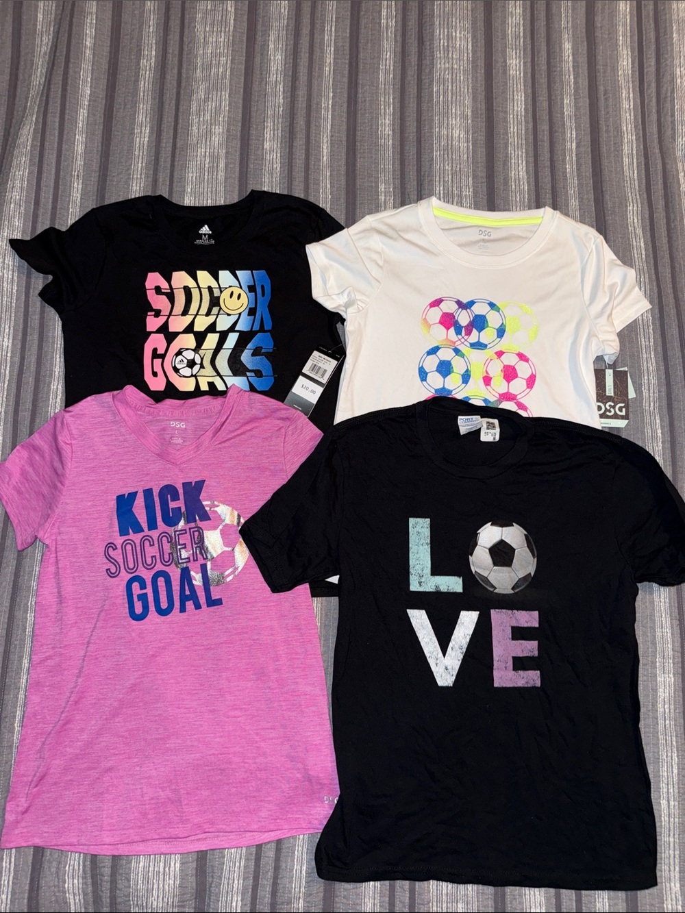 Soccer T-shirts NWT size Medium and Large Girls